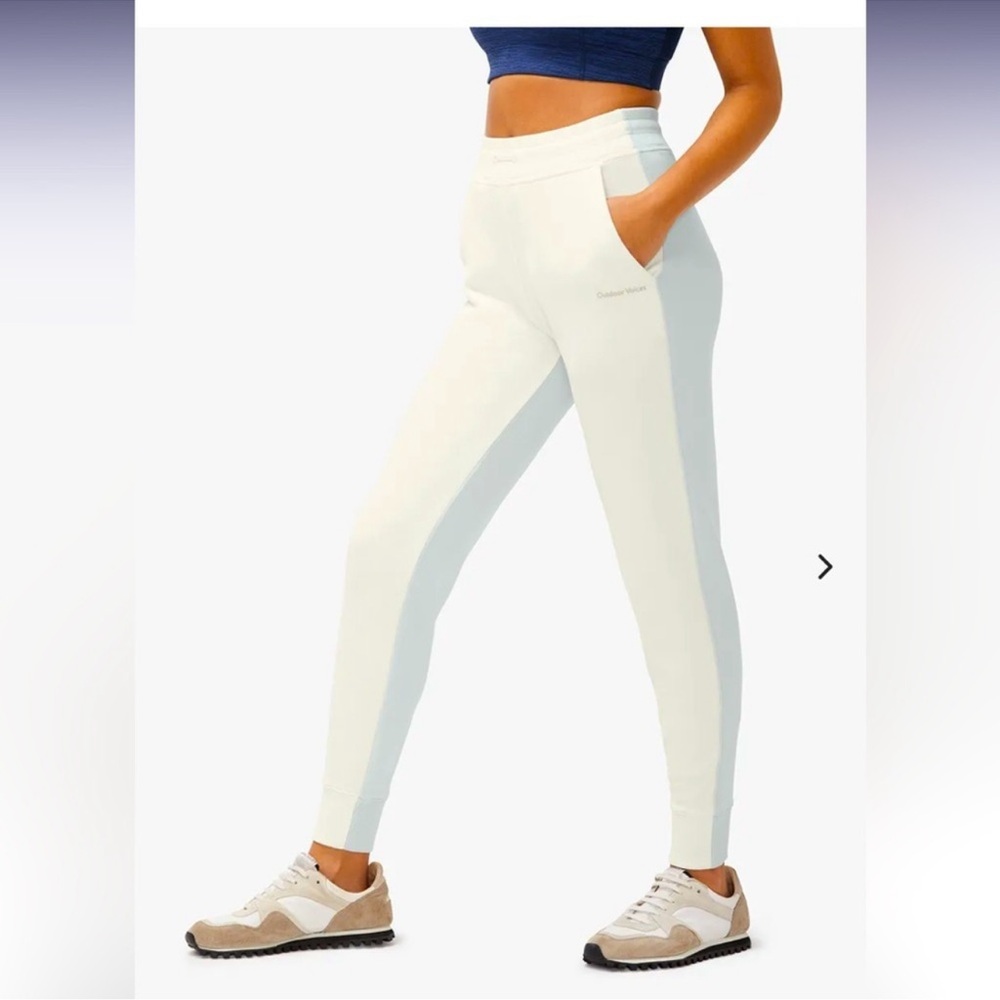 Outdoor voices terry cotton white gray joggers sweatpants comfy casual spring S